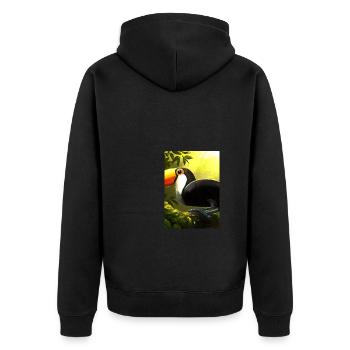 Tukan im Dschungel - Unisex Premium Bio Zip Hoodie - Schwarz - Hinten - Nico (187cm)