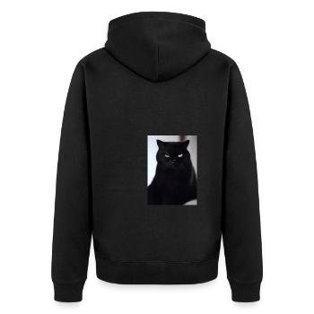 Britisch Kurzhaar Grüne Augen - Unisex Premium Bio Zip Hoodie - Schwarz - Hinten - Nico (187cm)