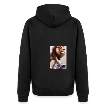 Löwe trägt Turnschuhe - Unisex Premium Bio Zip Hoodie - Schwarz - Hinten - Nico (187cm)