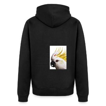 Kopf eines Kakadus - Unisex Premium Bio Zip Hoodie - Schwarz - Hinten - Nico (187cm)