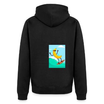 Surfen Banane - Unisex Premium Bio Zip Hoodie - Schwarz - Hinten - Nico (187cm)