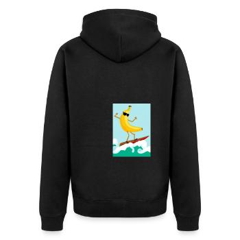 Surfen Banane - Unisex Premium Bio Zip Hoodie - Schwarz - Hinten - Nico (187cm)