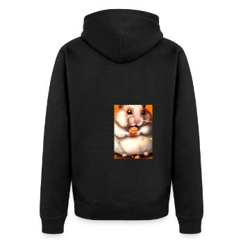 Hamster frisst - Unisex Premium Bio Zip Hoodie - Schwarz - Hinten - Nico (187cm)