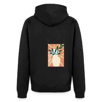 Florale Blumenformen - Unisex Premium Bio Zip Hoodie - Schwarz - Hinten - Nico (187cm)