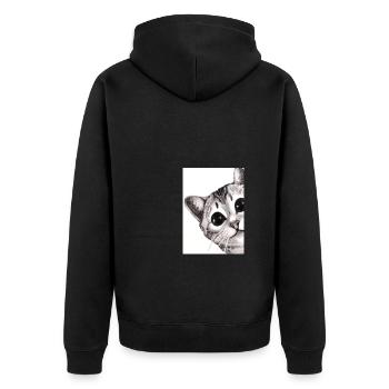 Niedliche Katze Zeichnung - Unisex Premium Bio Zip Hoodie - Schwarz - Hinten - Nico (187cm)