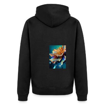 Abstrakte Blume - Unisex Premium Bio Zip Hoodie - Schwarz - Hinten - Nico (187cm)
