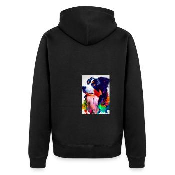 Bunter Border Collie - Unisex Premium Bio Zip Hoodie - Schwarz - Hinten - Nico (187cm)