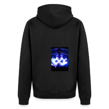 DJ beim Festival - Unisex Premium Bio Zip Hoodie - Schwarz - Hinten - Nico (187cm)