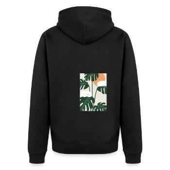 Katzen auf Leafs - Unisex Premium Bio Zip Hoodie - Schwarz - Hinten - Nico (187cm)