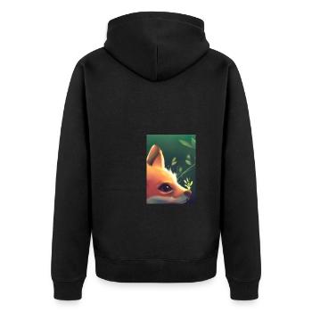 Niedliche Fuchs-Malerei - Unisex Premium Bio Zip Hoodie - Schwarz - Hinten - Nico (187cm)