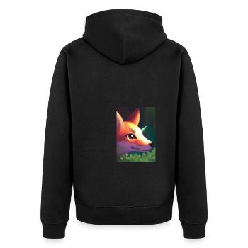 Niedliche Fuchs-Malerei - Unisex Premium Bio Zip Hoodie - Schwarz - Hinten - Nico (187cm)