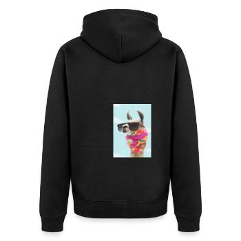 Ferienmode Lama - Unisex Premium Bio Zip Hoodie - Schwarz - Hinten - Nico (187cm)
