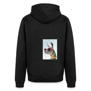 Ferienmode Lama - Unisex Premium Bio Zip Hoodie - Schwarz - Hinten - Nico (187cm)