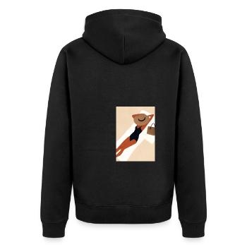 Frauen Sommerhut Bikini - Unisex Premium Bio Zip Hoodie - Schwarz - Hinten - Nico (187cm)
