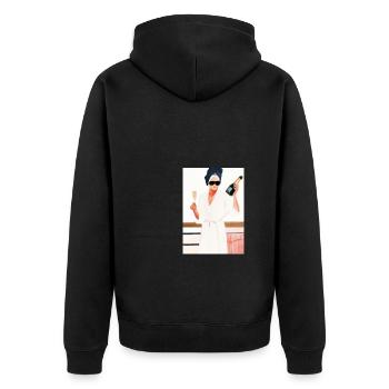 Frauen Weinbad - Unisex Premium Bio Zip Hoodie - Schwarz - Hinten - Nico (187cm)