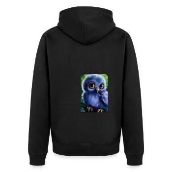 Baby-Kauz - Unisex Premium Bio Zip Hoodie - Schwarz - Hinten - Nico (187cm)