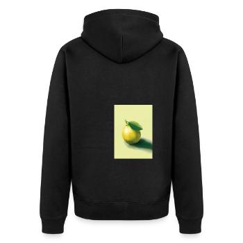 Zitrusfrüchte - Unisex Premium Bio Zip Hoodie - Schwarz - Hinten - Nico (187cm)