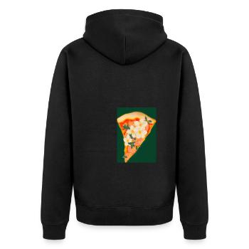 Blümchen-Pizza - Unisex Premium Bio Zip Hoodie - Schwarz - Hinten - Nico (187cm)