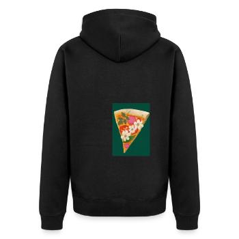 Blümchen-Pizza - Unisex Premium Bio Zip Hoodie - Schwarz - Hinten - Nico (187cm)