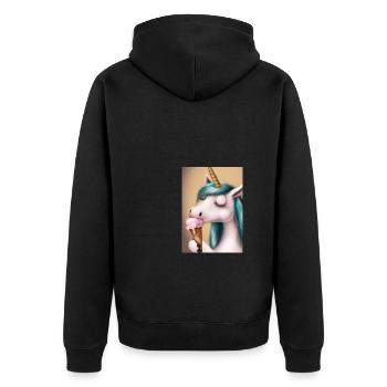 Eiscreme Einhorn - Unisex Premium Bio Zip Hoodie - Schwarz - Hinten - Nico (187cm)