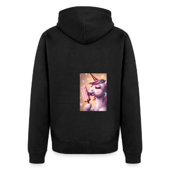 Eiscreme Einhorn - Unisex Premium Bio Zip Hoodie - Schwarz - Hinten - Nico (187cm)