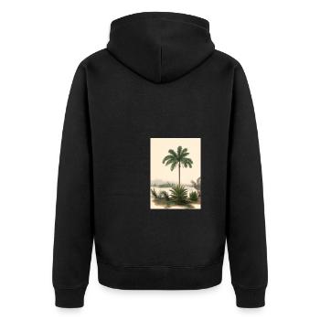 Palme am See - Unisex Premium Bio Zip Hoodie - Schwarz - Hinten - Nico (187cm)