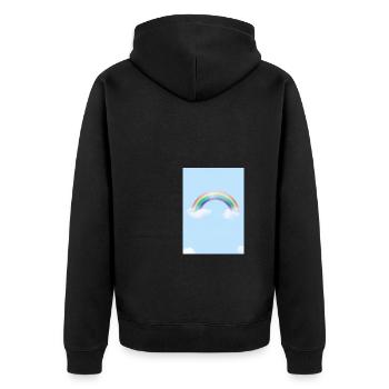 Regenbogen und Wolken - Unisex Premium Bio Zip Hoodie - Schwarz - Hinten - Nico (187cm)