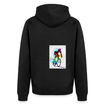 Rennrad Radfahrer Regenbogen - Unisex Premium Bio Zip Hoodie - Schwarz - Hinten - Nico (187cm)
