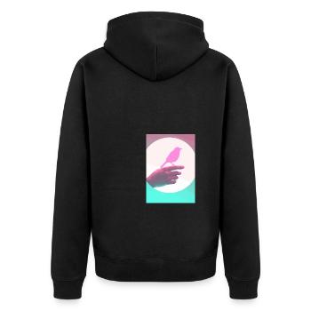 Retro-Vogel - Unisex Premium Bio Zip Hoodie - Schwarz - Hinten - Nico (187cm)