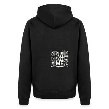 Brauche Kuchen Ruf mich an - Unisex Premium Bio Zip Hoodie - Schwarz - Hinten - Nico (187cm)