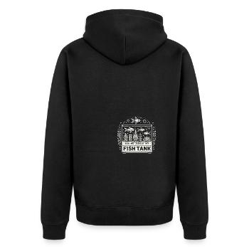 Fragen Sie mich nach meinem Aquarium - Unisex Premium Bio Zip Hoodie - Schwarz - Hinten - Nico (187cm)