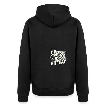 Das würde ich treffen - Unisex Premium Bio Zip Hoodie - Schwarz - Hinten - Nico (187cm)