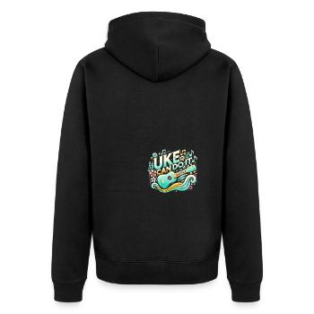Uke kann es schaffen - Unisex Premium Bio Zip Hoodie - Schwarz - Hinten - Nico (187cm)
