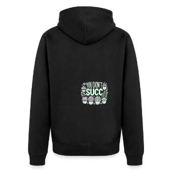 Du brauchst keinen Anzug - Unisex Premium Bio Zip Hoodie - Schwarz - Hinten - Nico (187cm)