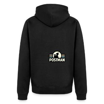 Postbote - Unisex Premium Bio Zip Hoodie - Schwarz - Hinten - Nico (187cm)