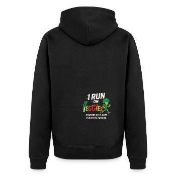 Ich laufe auf Gemüse - Unisex Premium Bio Zip Hoodie - Schwarz - Hinten - Nico (187cm)