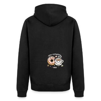 Du vervollständigst mich - Unisex Premium Bio Zip Hoodie - Schwarz - Hinten - Nico (187cm)