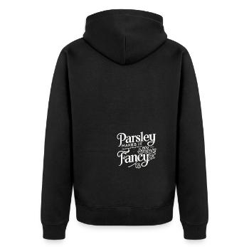 Petersilie macht's schick - Unisex Premium Bio Zip Hoodie - Schwarz - Hinten - Nico (187cm)