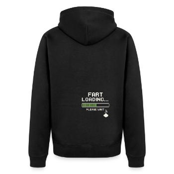 Fart Loading Bitte warten - Unisex Premium Bio Zip Hoodie - Schwarz - Hinten - Nico (187cm)