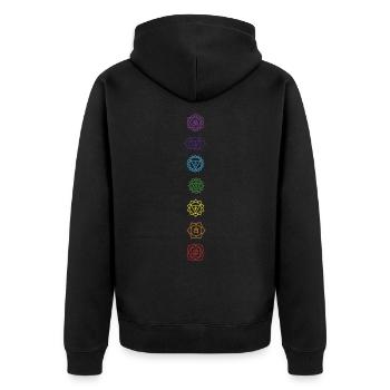 7 Chakren - Unisex Premium Bio Zip Hoodie - Schwarz - Hinten - Nico (187cm)