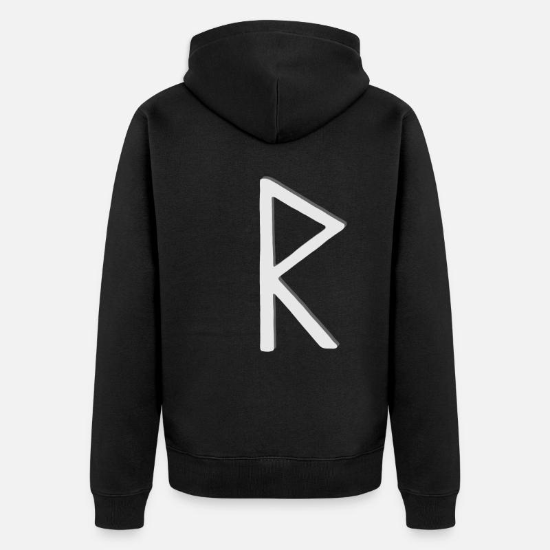 Futhark Runenalphabet Raidho - Unisex Premium Bio Zip Hoodie - Schwarz