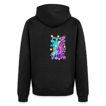 Sterne,bunt,Zeichnung,Graffiti,Malerei - Unisex Premium Bio Zip Hoodie - Schwarz - Hinten - Nico (187cm)