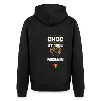 Choc Lit 100% Mélanine - Veste à capuche bio Premium Unisexe - noir - Dos - Nico (187cm)