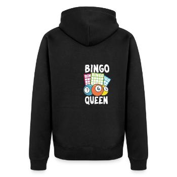 Bingo Queen - Unisex Premium Bio Zip Hoodie - Schwarz - Hinten - Nico (187cm)