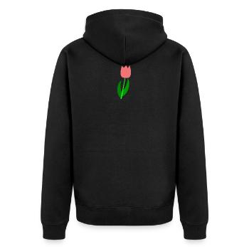 Tulip Niederlande - Unisex Premium Bio Zip Hoodie - Schwarz - Hinten - Nico (187cm)