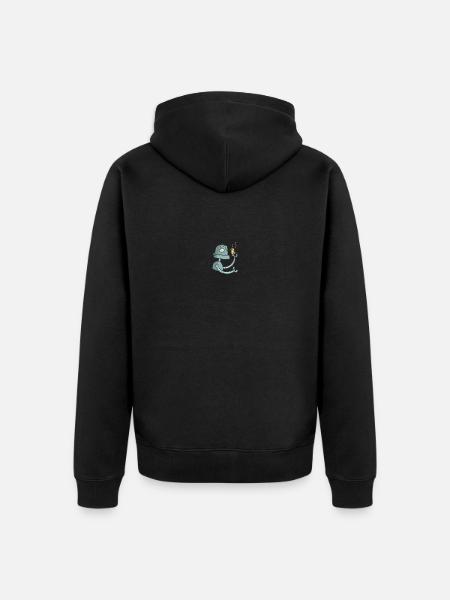 Roboter mit Vogel - Unisex Premium Bio Zip Hoodie - Schwarz