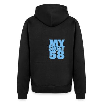 Sweet 58 - Unisex Premium Organic Zip Hoodie - black - Back - Nico (187cm)