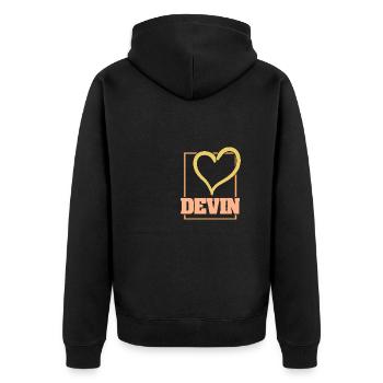 Gift for Devin - Unisex Premium Organic Zip Hoodie - black - Back - Nico (187cm)