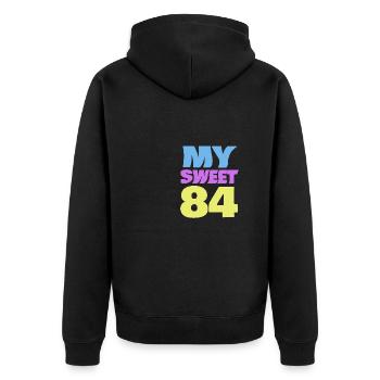 Sweet 84 - Unisex Premium Organic Zip Hoodie - black - Back - Nico (187cm)
