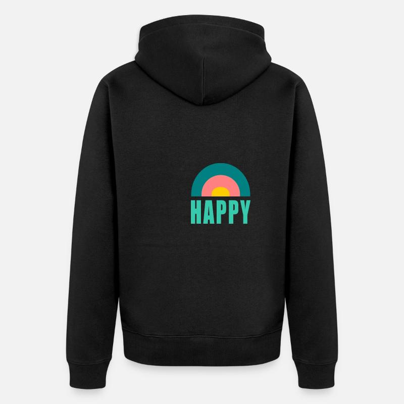HAPPY. HAPPINESS. FREEDOM. POSITIVE. POSITIF - Veste à capuche bio Premium Unisexe - noir